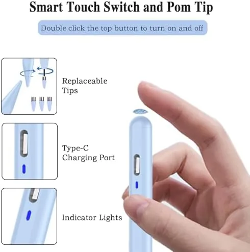 Another view of the Stylus Pen for Android Tablet/Phones, Tablet Pencil for iOS/Android,Blue |