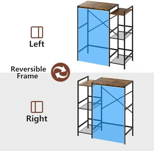 Another view of the Mini Fridge Stand with Storage Shelves Dorm Microwave Stand Reversible