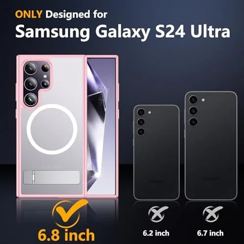 Close look at the SPIDERCASE for Samsung Galaxy S24 Ultra Case,Built-in Stand,Pink | Magnetic build quality