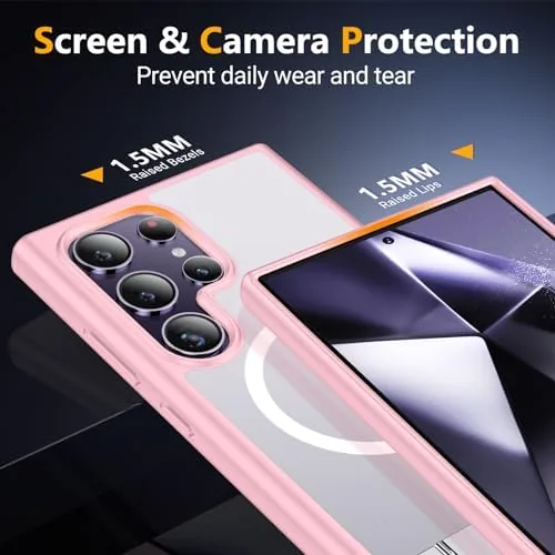 The SPIDERCASE for Samsung Galaxy S24 Ultra Case,Built-in Stand,Pink | Magnetic in real use