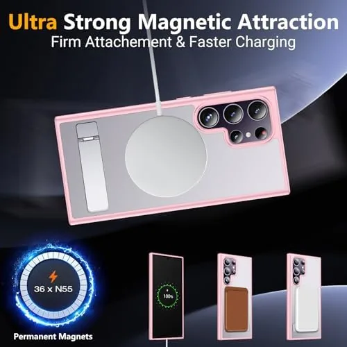 Another view of the SPIDERCASE for Samsung Galaxy S24 Ultra Case,Built-in Stand,Pink | Magnetic