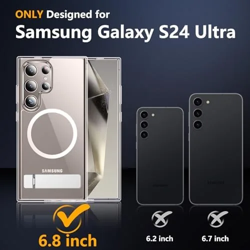 Close look at the SPIDERCASE for Samsung Galaxy S24 Ultra Case,Built-in Stand,Clear | Magnetic build quality