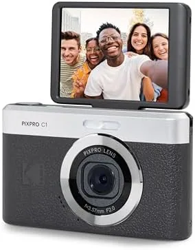 The black KODAK PIXPRO C1 resting in the palm of a hand