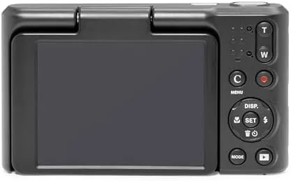 The camera screen flipped forward showing a self portrait framing