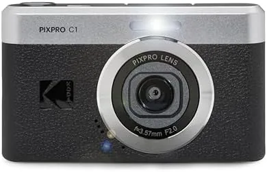 The black camera carried in a jacket pocket during a walk