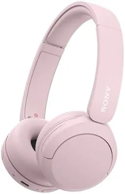 Pink Sony WH-CH520 headphones on a desk