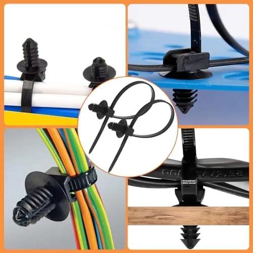The 60Pcs Nylon Universal Cable Tie with Buckle Push Mount Zip in real use