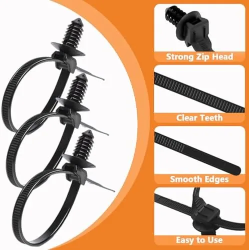 The 60Pcs Nylon Universal Cable Tie with Buckle Push Mount Zip compared in context