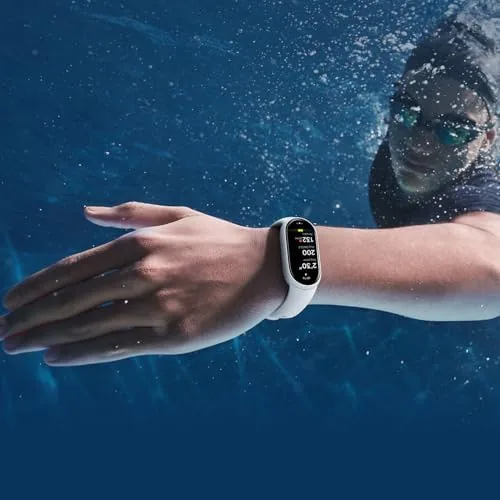 The band displaying a running workout summary with heart rate data