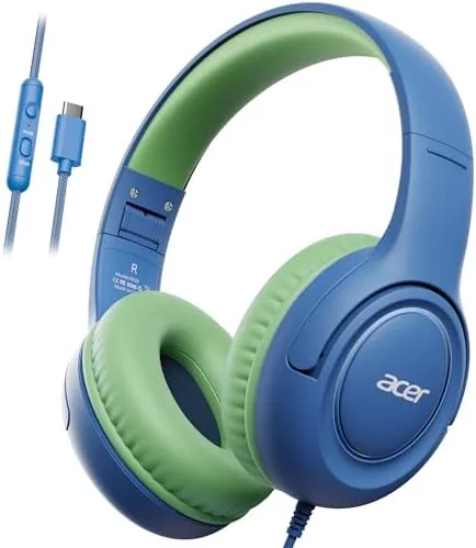 The headphones on a school tablet during an online reading app session