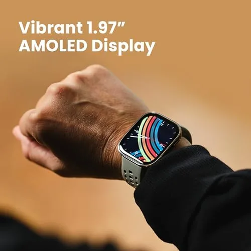 Close up of the 1.97 inch AMOLED display on the Amazfit Bip 6