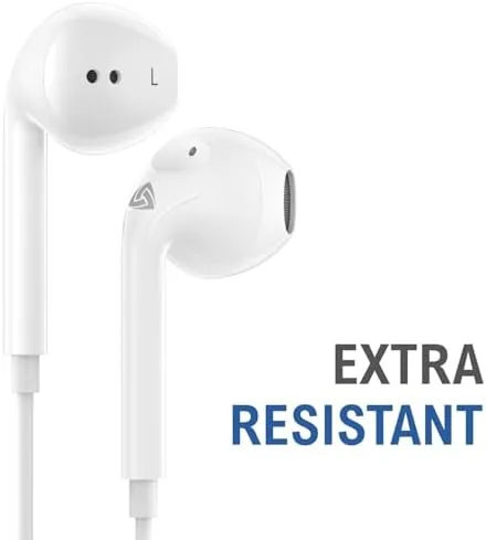 Zenith earbuds coiled neatly next to a phone