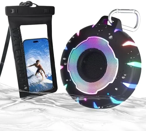 Overview of the HEYSONG Bluetooth Shower Speaker + Waterproof Phone Pouch , Rugged