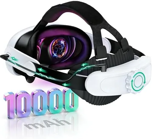 Battery headstrap mounted on a Meta Quest headset