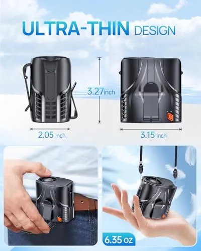 The Portable Personal Waist Fan& Neck Fan, 14000RPM Brushless Motor, 40H in real use