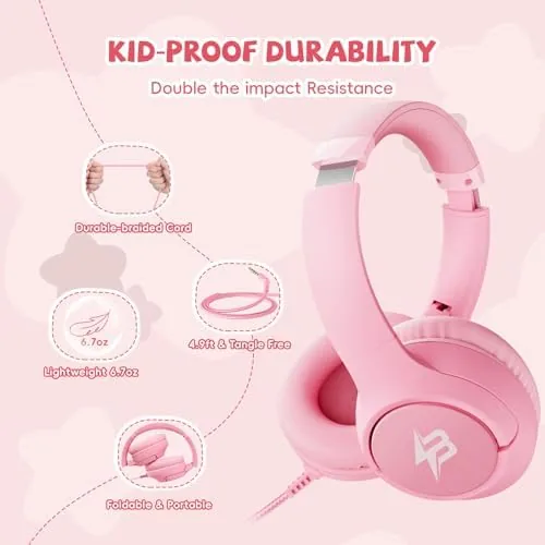 The Wired Headphones for Kids for School, 3.5mm Cord Safe Volume in real use
