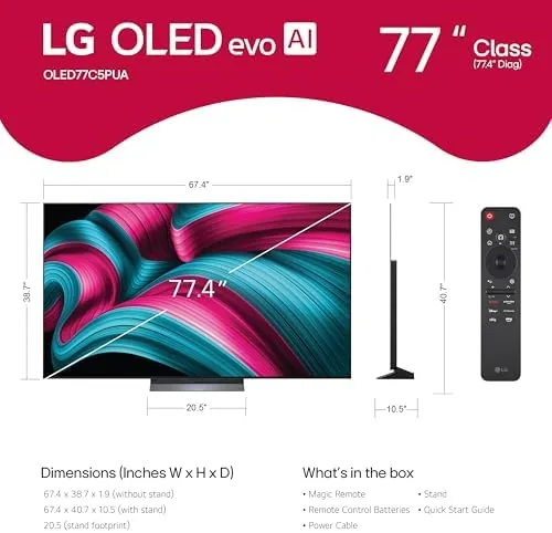 Close look at the LG 77-Inch Class OLED evo AI 4K C5 Series Smart build quality