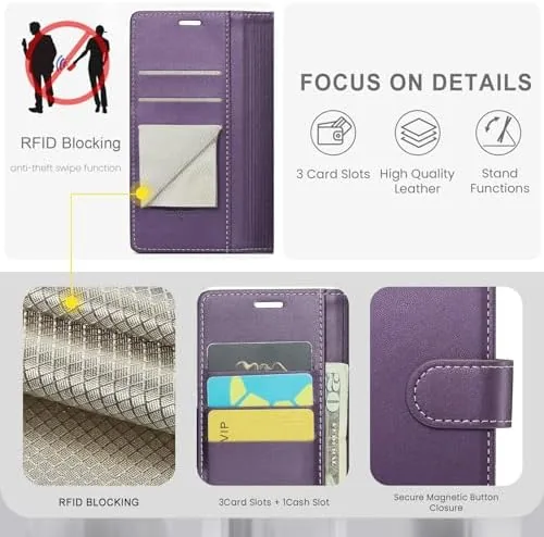 Close look at the FLIPALM Wallet Case for Samsung Galaxy A36 5G, Purple | build quality