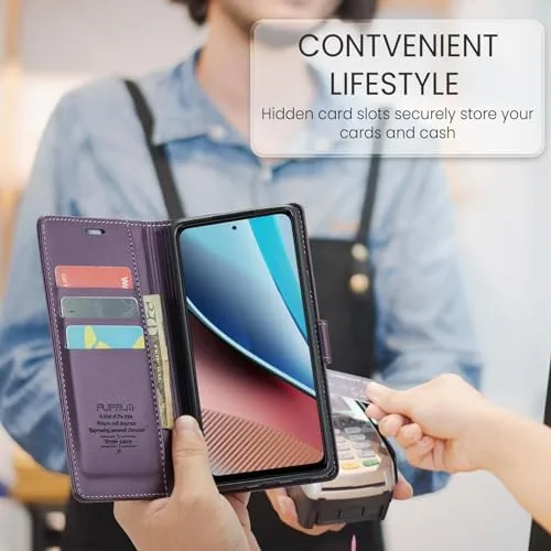 The FLIPALM Wallet Case for Samsung Galaxy A36 5G, Purple | in real use