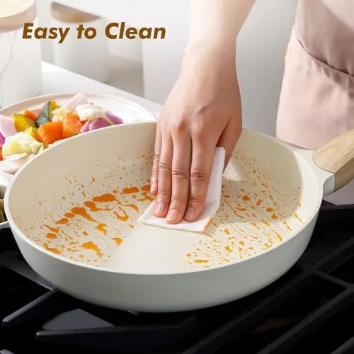 The cleaned SENSARTE pan hanging on a wall rack after use