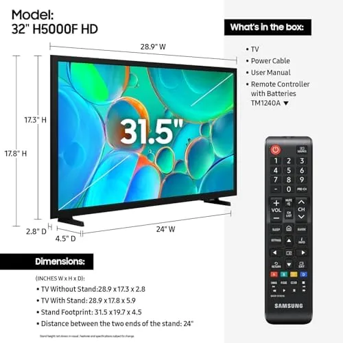 Tizen home screen with streaming app tiles on the H5000F