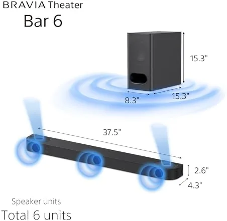 Detail shot of the Sony BRAVIA Theater Bar 6 3.1.2ch Home Theater Soundbar with features