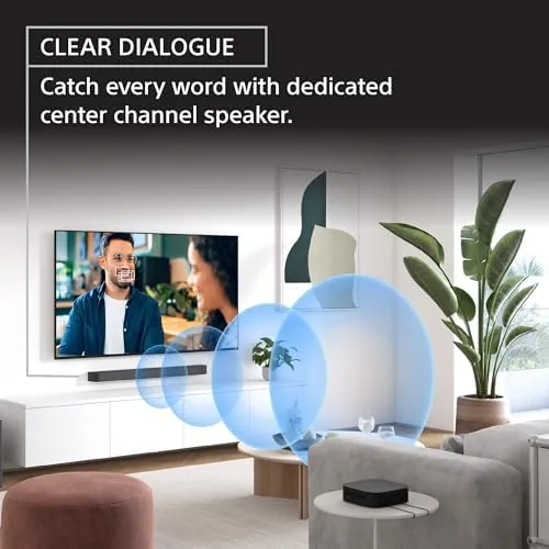 The Sony Theater System 6 subwoofer and rear speakers arranged in a living room