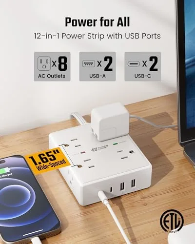 Desk setup powered entirely by the SUPERDANNY power strip