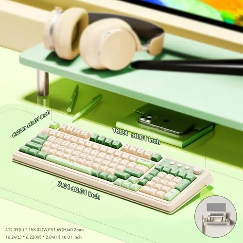 The AULA S99 next to a mechanical keyboard and a low profile board