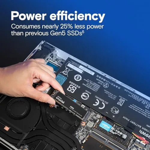The Crucial P510 next to a Gen4 SSD and a budget Gen5 drive for comparison