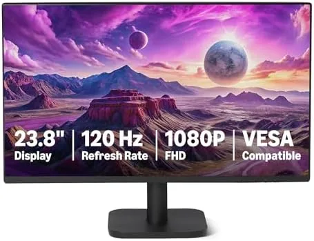 The monitor displaying a colorful test pattern for color and viewing angle checks