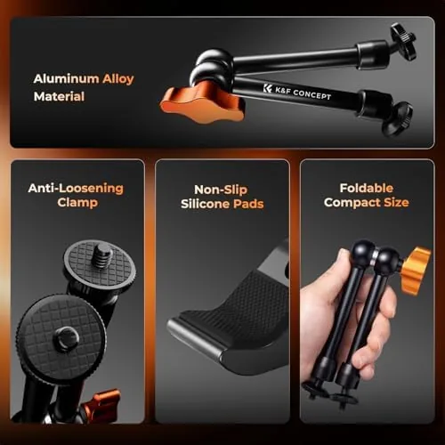 The K&F CONCEPT 9.8" Magic Arm Clamp Kit with 1/4" & in real use