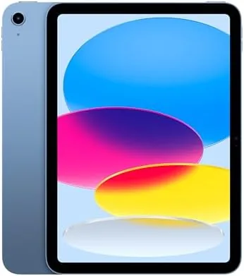 Apple iPad 11-inch in Blue on a desk showing the aluminum back and camera