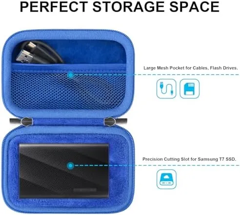 Detail shot of the Lacdo Hard Carrying Case for Samsung T9 Portable Solid State features