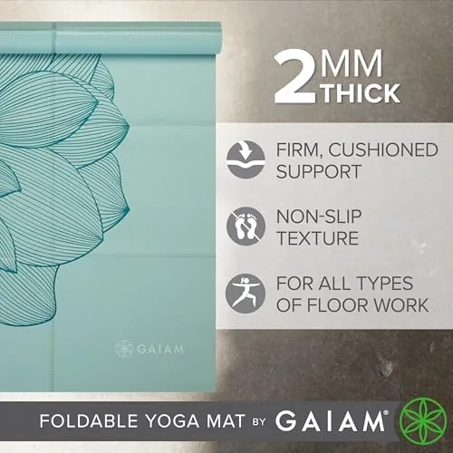Another view of the Gaiam Foldable Yoga Mat, 2mm Icy Paisley