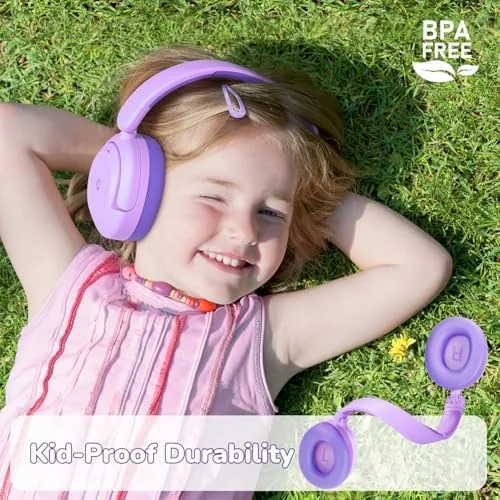 Another view of the iClever BTH20 Active Noise Cancelling Headphones for Kids Toddler Travel