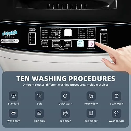 Wash cycle running with the transparent lid showing the rotating tub