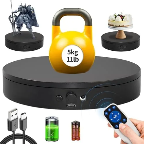7.87 inch motorized turntable on a desk with a smartphone on top rotating
