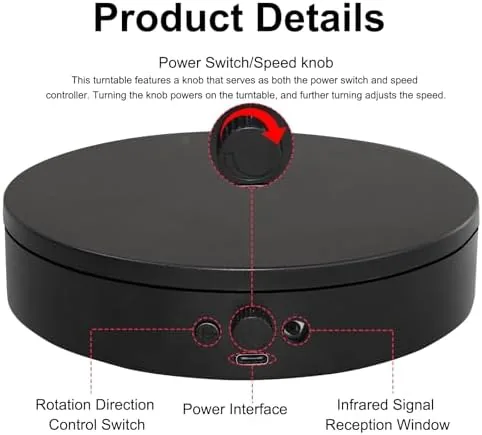The 7.87 inch turntable beside a larger motorized platform and a manual lazy susan