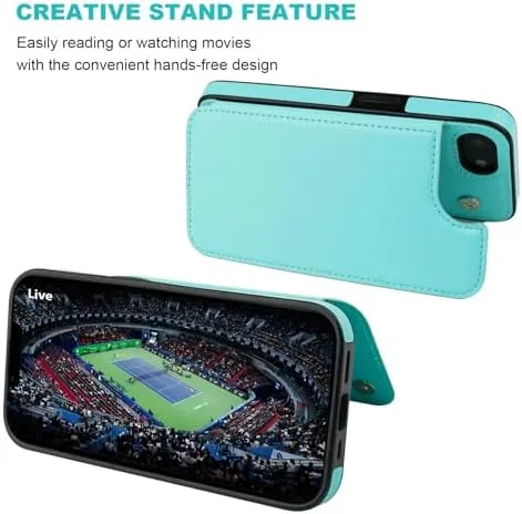 Another view of the ONETOP for iPhone 17e/16e Wallet Case with Credit Card Holder,LightBlue