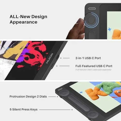 Another view of the HUION Kamvas 13 (Gen 3) Drawing Tablet with Screen 16K