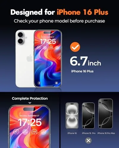 Close look at the UNBREAKcable 2-Pack Screen Protector for iPhone 16 Plus Tempered Glass build quality