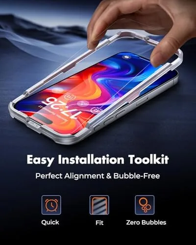 Another view of the UNBREAKcable 2-Pack Screen Protector for iPhone 16 Plus Tempered Glass