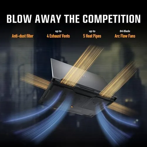 ASUS TUF Gaming F16 with the screen showing a desktop workspace