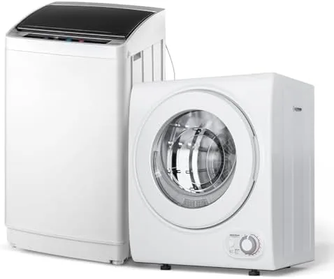 ROVSUN compact washing machine and portable dryer side by side in an apartment