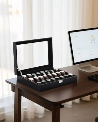 The Uten Watch Box 24 Slot, PU Leather Watch Display Case in real use