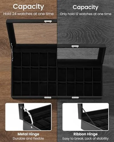 Another view of the Uten Watch Box 24 Slot, PU Leather Watch Display Case