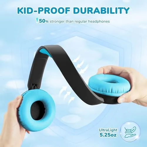 The iClever BTH22 Kids Bluetooth Headphones for Toddler Travel, 60H Play in real use