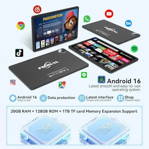 Detail shot of the Tablet 11 inch Android 16 Tablet 2026 Latest Update Octa-Core features