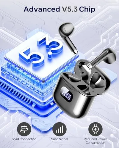 Detail shot of the KTGEE Wireless Earbuds Bluetooth 5.3 Ear Buds Headphones, 40Hrs Playback features